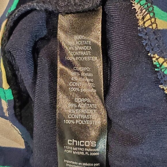 CHICO'S TRAVELESRS TUNIC BLUE LONG SLEEVE ACETATE SIZE 2(L) - Picture 8 of 9